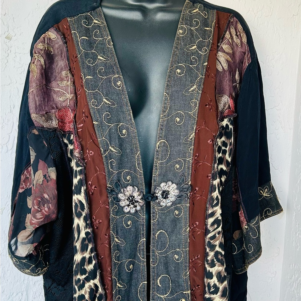 Chico's Multicolor Patchwork Teddy Jacket - image 6